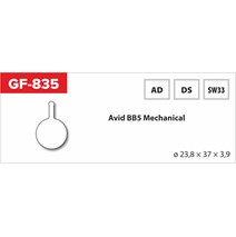 brzdové destičky  GF 835 AD MTB AVID (bez pružinky, pérka, závlačky)                                                                                                                                                                                      