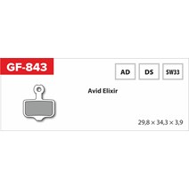 brzdové destičky  GF 843 AD MTB AVID (bez pružinky, pérka, závlačky)                                                                                                                                                                                      