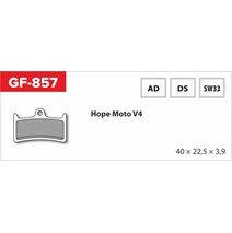 brzdové destičky  GF 857 AD MTB HOPE (bez pružinky, pérka, závlačky)                                                                                                                                                                                      