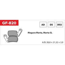brzdové destičky  GF 820 AD MTB MAGURA (bez pružinky, pérka, závlačky)                                                                                                                                                                                    