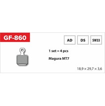 brzdové destičky  GF 860 AD MTB MAGURA (bez pružinky, pérka, závlačky)                                                                                                                                                                                    