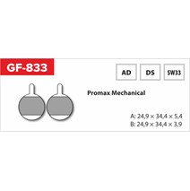brzdové destičky  GF 833 AD MTB PROMAX  (bez pružinky, pérka, závlačky)                                                                                                                                                                                   