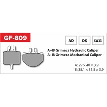 brzdové destičky  GF 809 AD MTB GRIMECA (bez pružinky, pérka, závlačky)                                                                                                                                                                                   