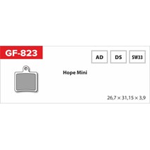 brzdové destičky  GF 823 AD MTB HOPE (bez pružinky, pérka, závlačky)                                                                                                                                                                                      