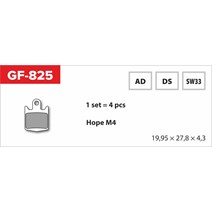 brzdové destičky  GF 825 AD MTB HOPE (s pérkem)                                                                                                                                                                                                           
