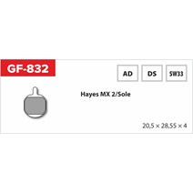 brzdové destičky  GF 831 AD MTB HAYES (bez pružinky, pérka, závlačky)                                                                                                                                                                                     