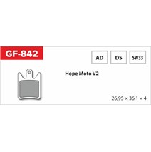 brzdové destičky  GF 842 AD MTB HOPE (bez pružinky, pérka, závlačky)                                                                                                                                                                                      