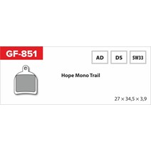 brzdové destičky  GF 851 AD MTB HOPE (bez pružinky, pérka, závlačky)                                                                                                                                                                                      