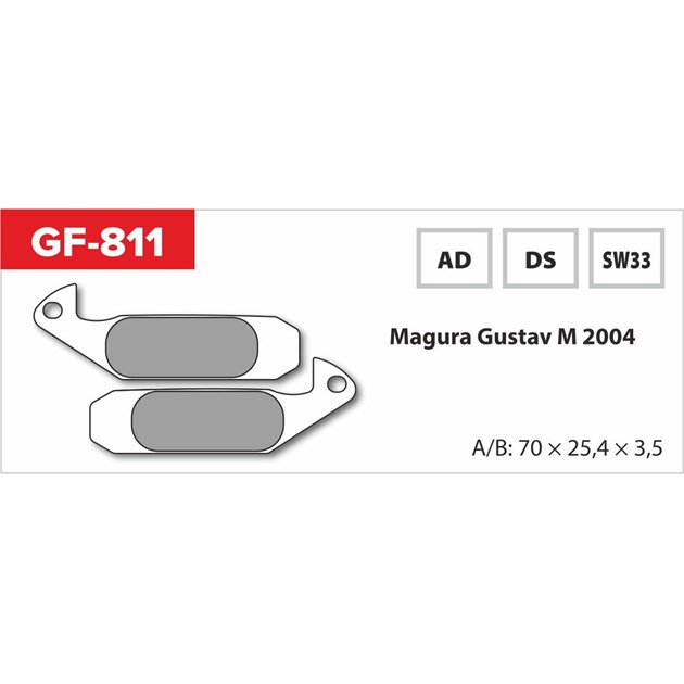 brzdové destičky  GF 811 SW MTB MAGURA (bez pružinky, pérka, závlačky)                                                                                                                                                                                    