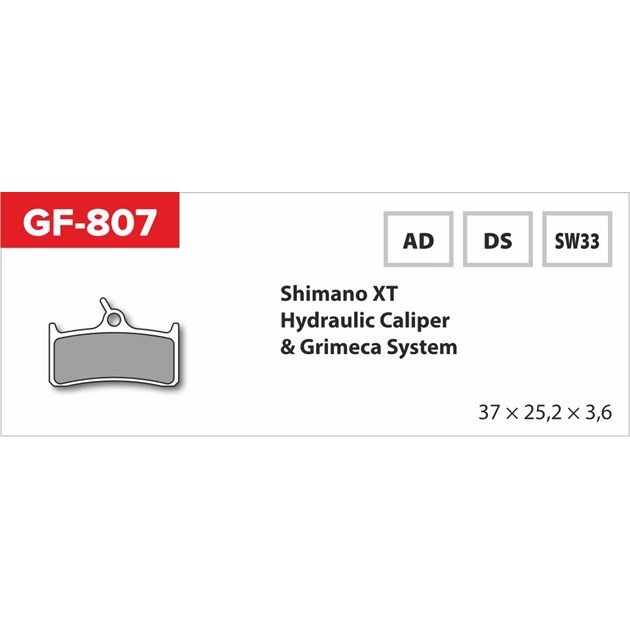 brzdové destičky  GF 807 AD MTB SHIMANO (s pérkem)                                                                                                                                                                                                        