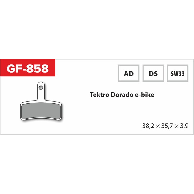 brzdové destičky  GF 858 DS MTB TEKTRO (bez pružinky, pérka, závlačky)                                                                                                                                                                                    