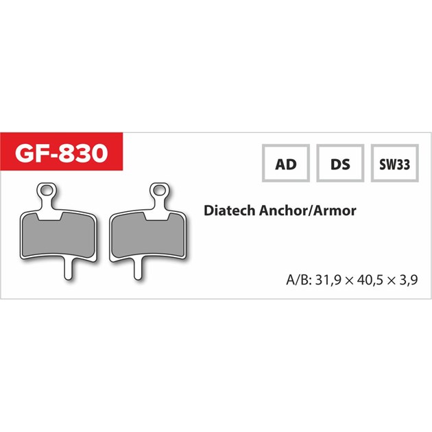 brzdové destičky  GF 830 DS MTB DIATECH  (bez pružinky, pérka, závlačky)                                                                                                                                                                                  