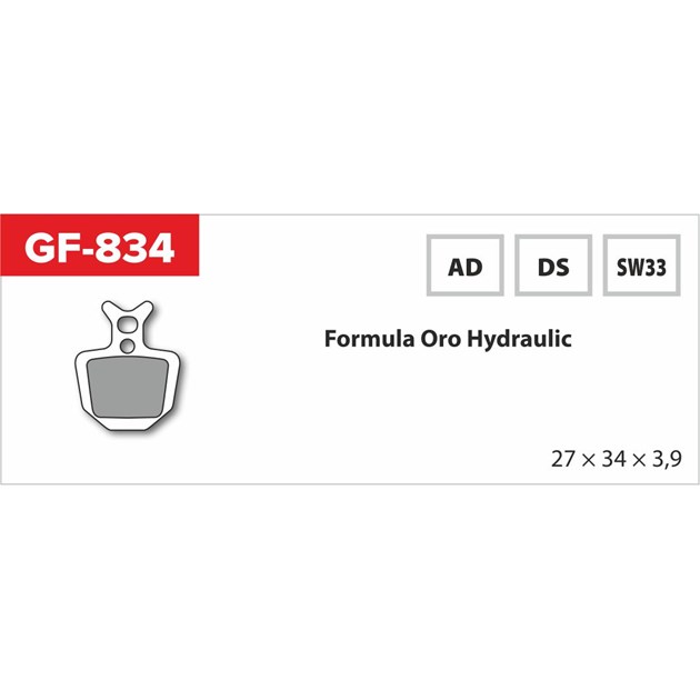 brzdové destičky  GF 834 DS MTB FORMULA (bez pružinky, pérka, závlačky)                                                                                                                                                                                   